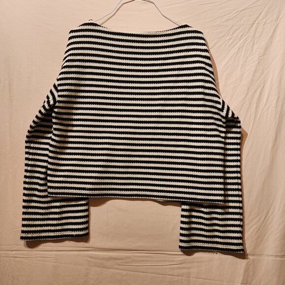 H&M Women's Sz L 'Boxy' Stripes Oversized Textured Top Lightweight Sweater - Picture 5 of 9
